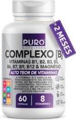 Complexo B Puro Nutrition – Vitaminas B1, B2, B3, B5, B6, B9, B12 e Magnésio, 60 Cápsulas