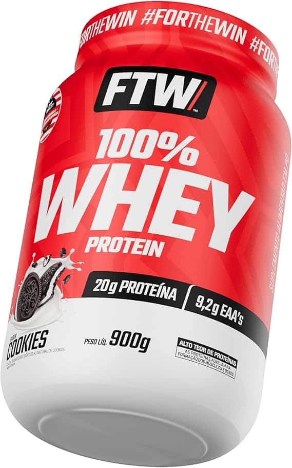 FTW 100% Whey Protein com Proteína Concentrada WPC, Suplemento Alimentar (7) FTW 100% Whey Protein com Proteína Concentrada WPC, Suplemento Alimentar Pós-Treino em Pó com Fonte de Proteína do Soro do Leite, Alto Valor Biológico, Sem Glúten – Pote 900g (Sabor Cookies) - Imagem 1