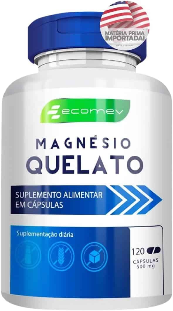 Magnesio Quelato 500mg 100% Puro Maxima Absorção 120 Cáps Ecomev 2 Meses Magnesio Quelato 500mg 100% Puro Maxima Absorção 120 Cáps Ecomev 2 Meses - Imagem 1