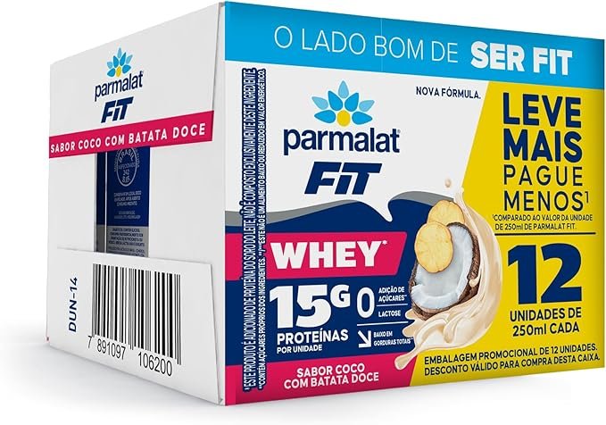 Parmalat Fit Bebida Proteica Coco com Batata Doce 15g de Proteína 250mL – 12 Unidades Parmalat Fit Bebida Proteica Coco com Batata Doce 15g de Proteína 250mL – 12 Unidades - Imagem 1