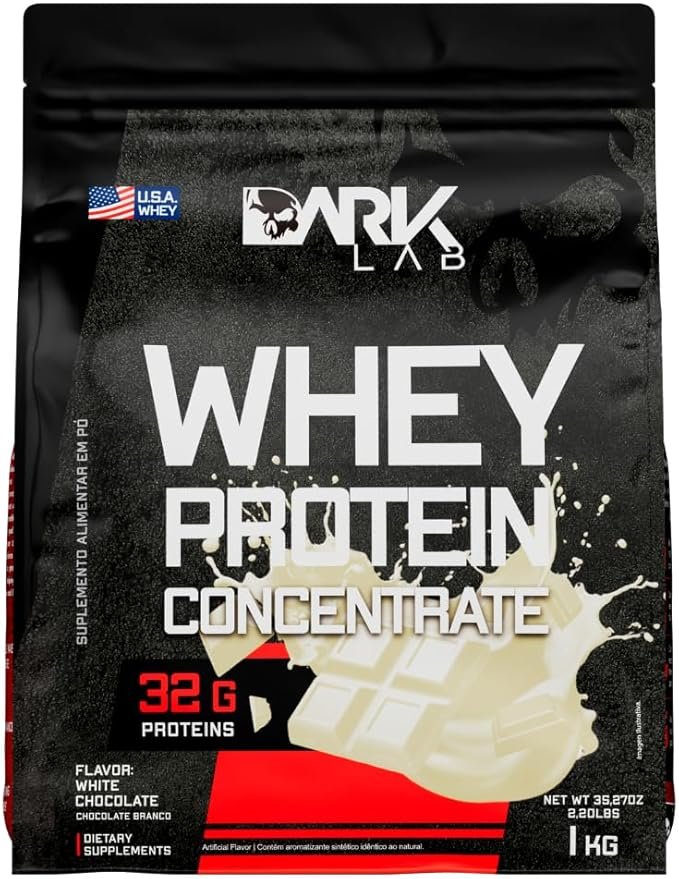 Whey Protein Concentrado Dark Lab, 1kg, Chocolate Branco, Ganho de Massa Muscular Whey Protein Concentrado Dark Lab, 1kg, Chocolate Branco, Ganho de Massa Muscular - Imagem 1